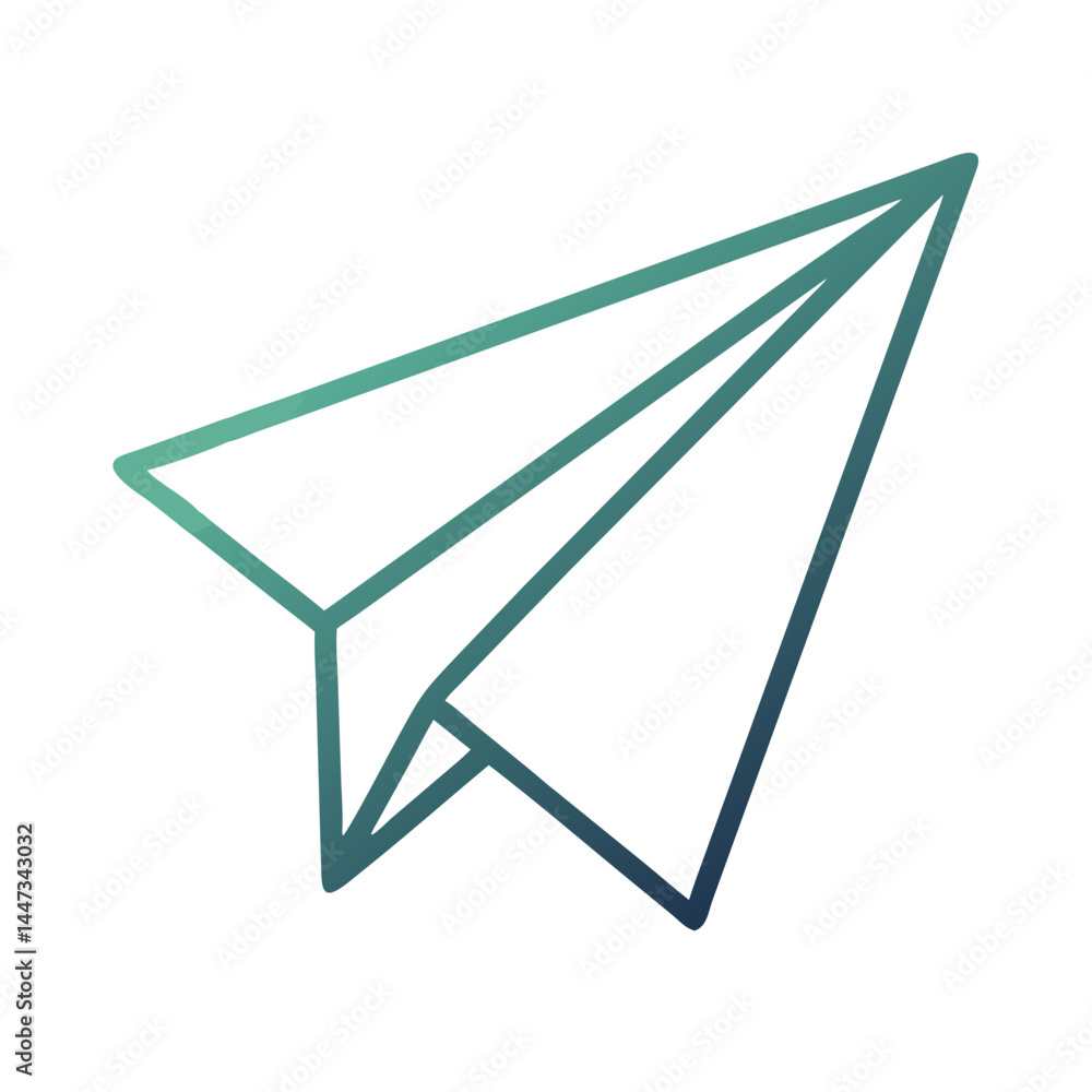Poster paper airplane message send icon representing communication and digital messaging