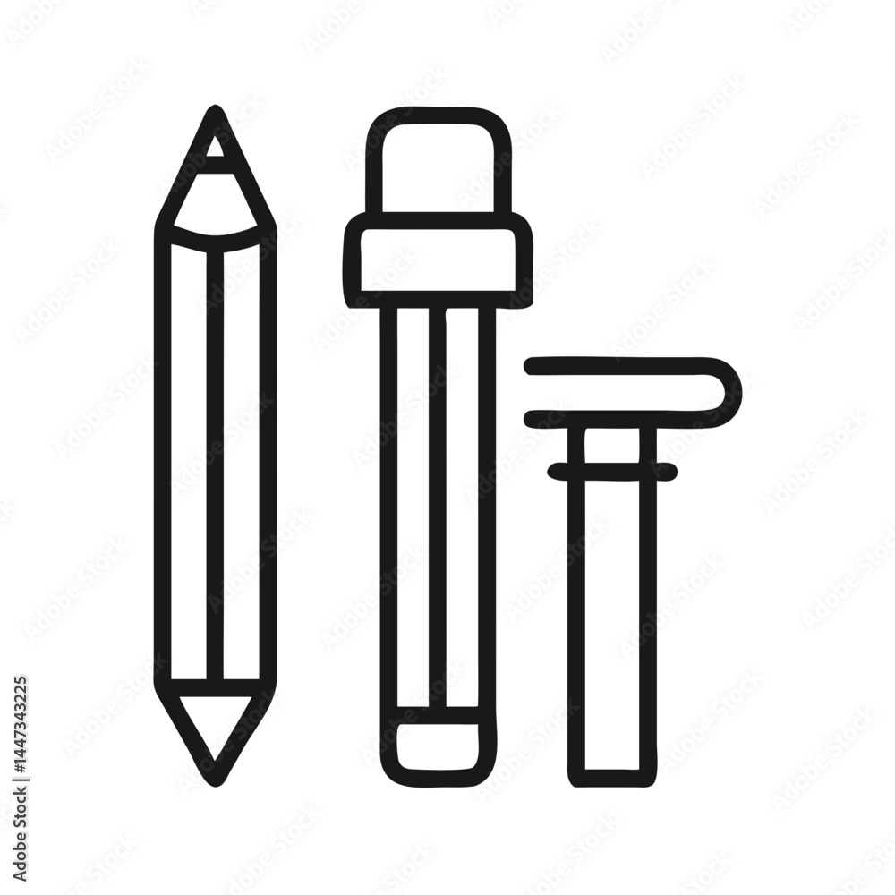 Poster pencil drawing tool icon representing artistic creation and sketching