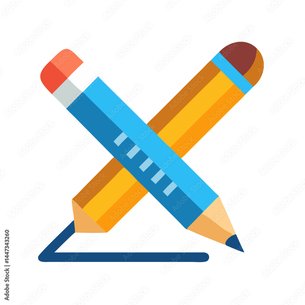 Poster Pencil Drawing Tool Icon Representing Artistic Creation and Sketching