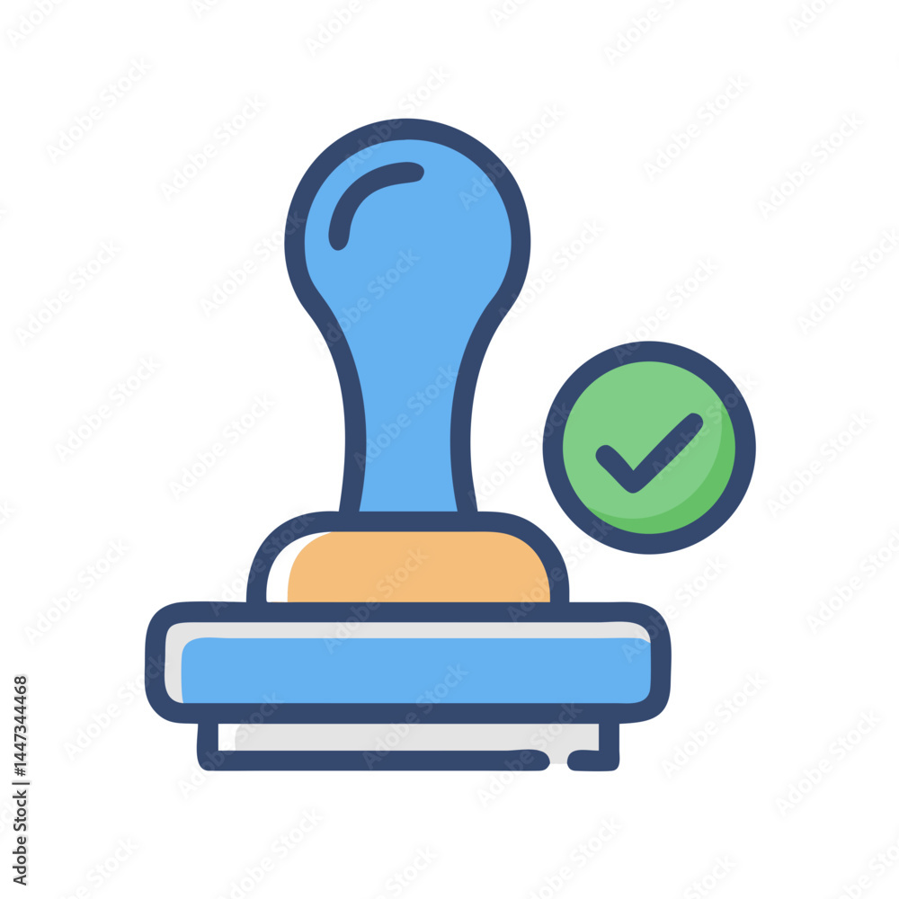 Aufkleber rubber stamp approval icon representing validation and official authorization