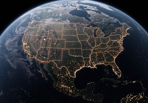 united states of america usa map flag in earth globe