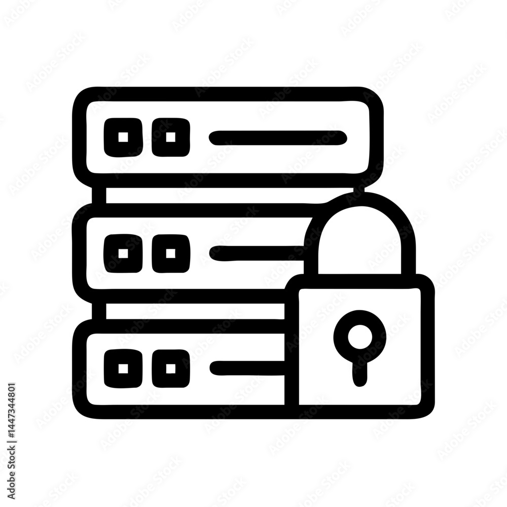 Poster Secure Server with Lock Icon Representing Data Protection and Cybersecurity