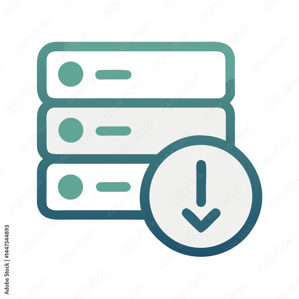 Aufkleber Server Download Alert Icon Representing Data Transfer and Network Notifications