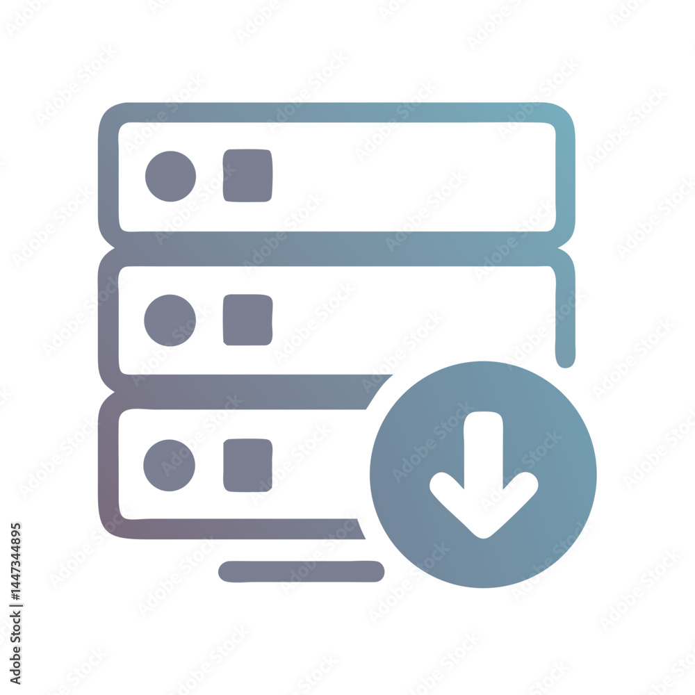 Leinwandbilder server download alert icon representing data transfer and network notifications