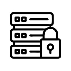 Secure Server with Lock Icon Representing Data Protection and Cybersecurity