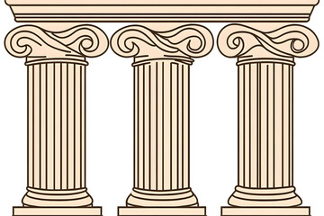 Three Beige Corinthian Columns Illustration Background