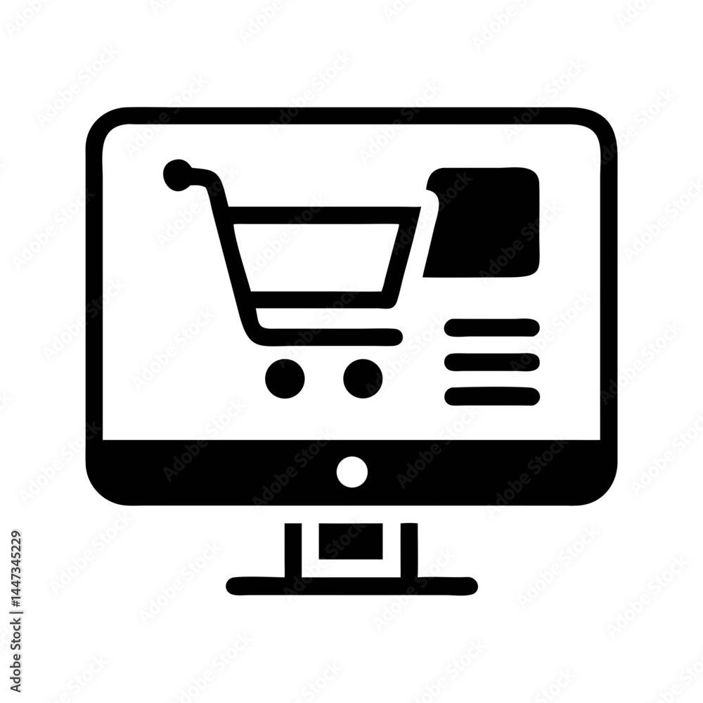 Aufkleber shopping cart checkout terminal icon representing online purchase and payment process