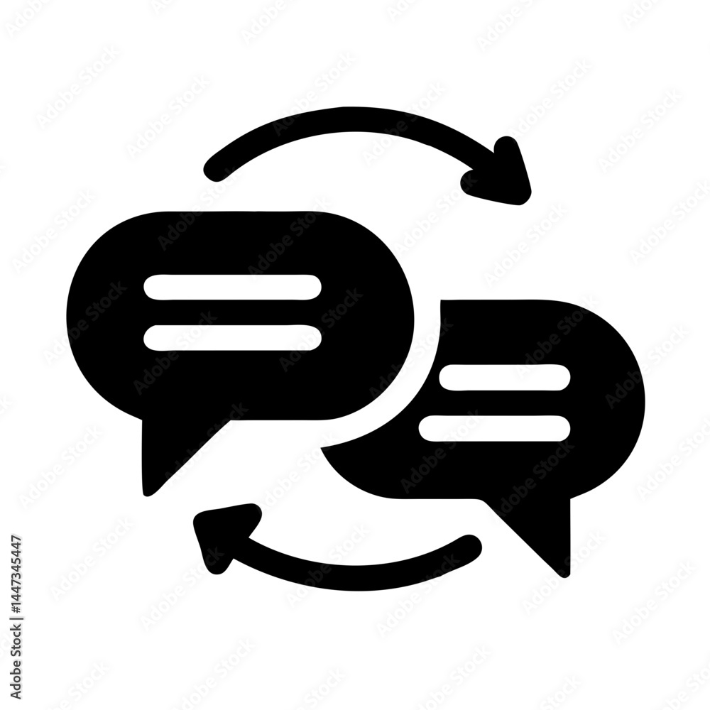 Poster speech bubble message exchange icon representing communication and conversation