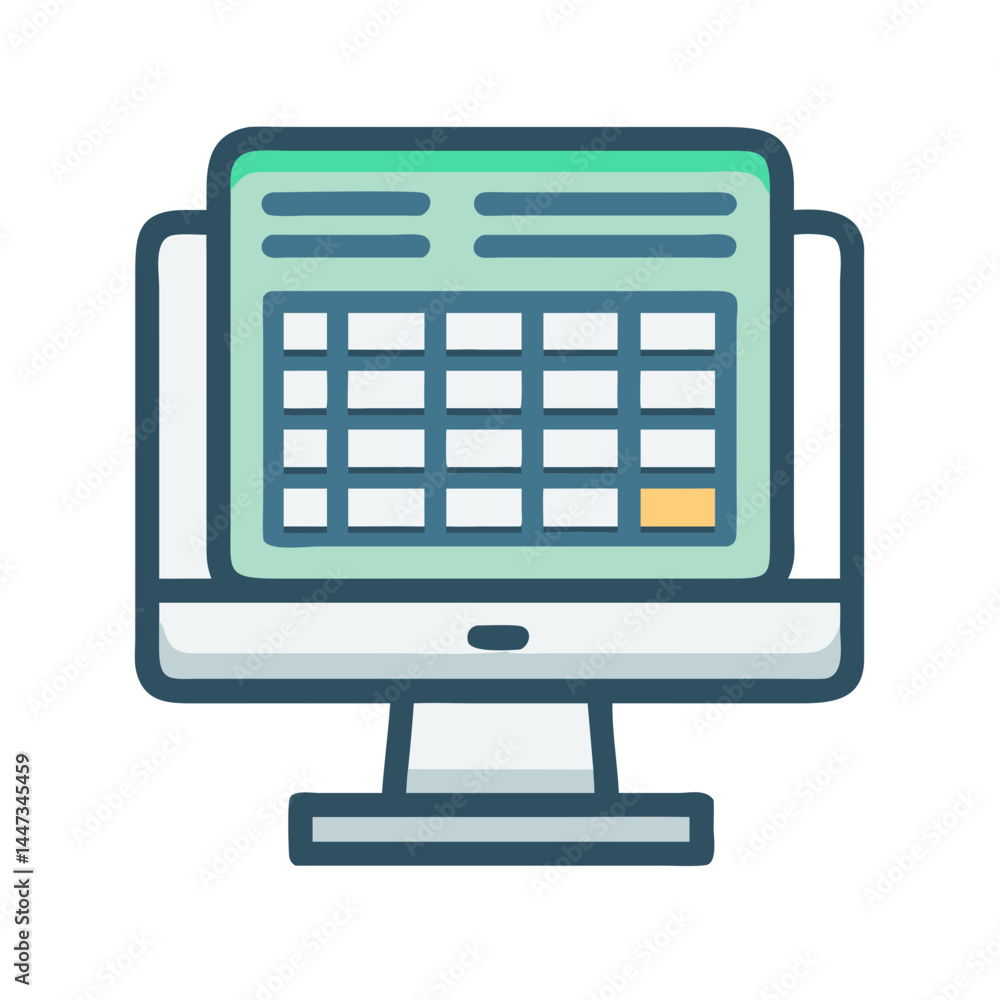 Aufkleber Spreadsheet Table on Computer Screen Icon Representing Data Organization and Analysis