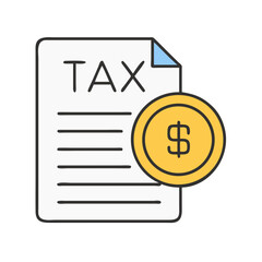Tax Document with Dollar Coin Icon Representing Financial Declaration and Taxation