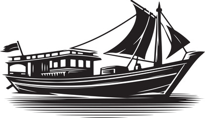 Sailboat icon, logo isolated on white background