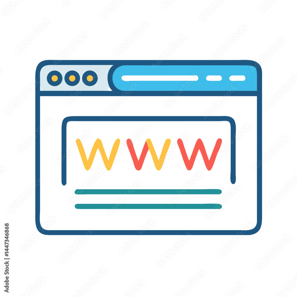 Poster Web Browser with WWW Text Icon Representing Internet Navigation and Online Access