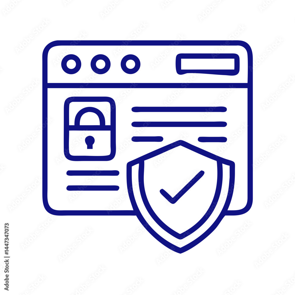 Fototapete website data privacy and security shield icon representing online protection and user confidentialit