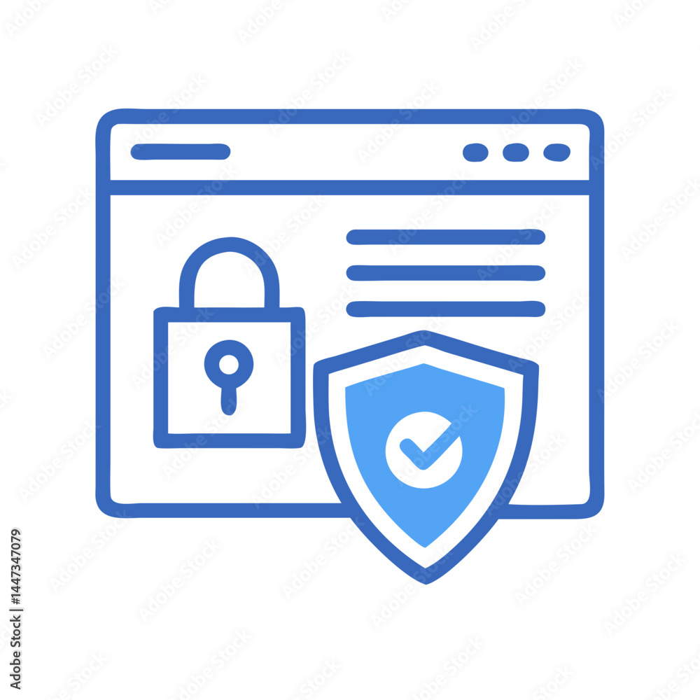 Aufkleber Website Data Privacy and Security Shield Icon Representing Online Protection and User Confidentiality