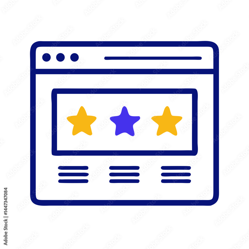 Aufkleber Website Interface with Star Ratings Icon Representing User Reviews and Feedback System