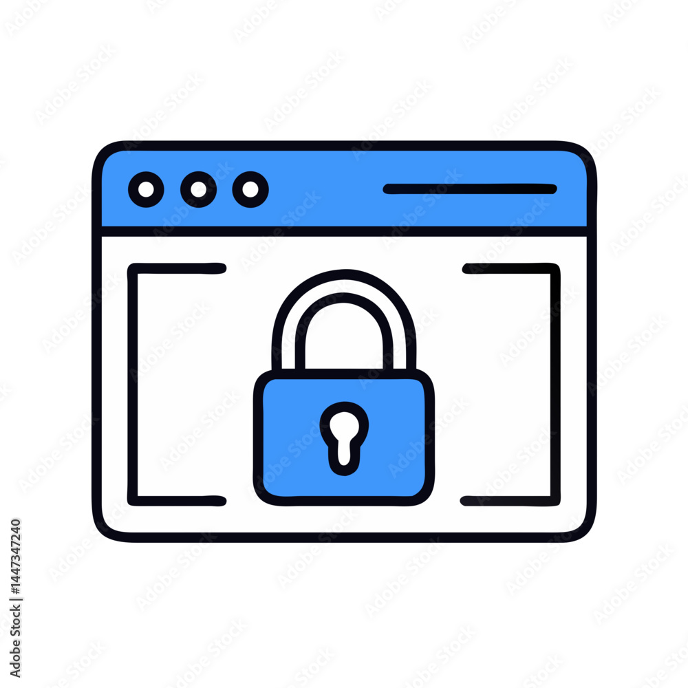 Poster Website with Cybersecurity Lock Icon Representing Data Protection and Secure Online Access