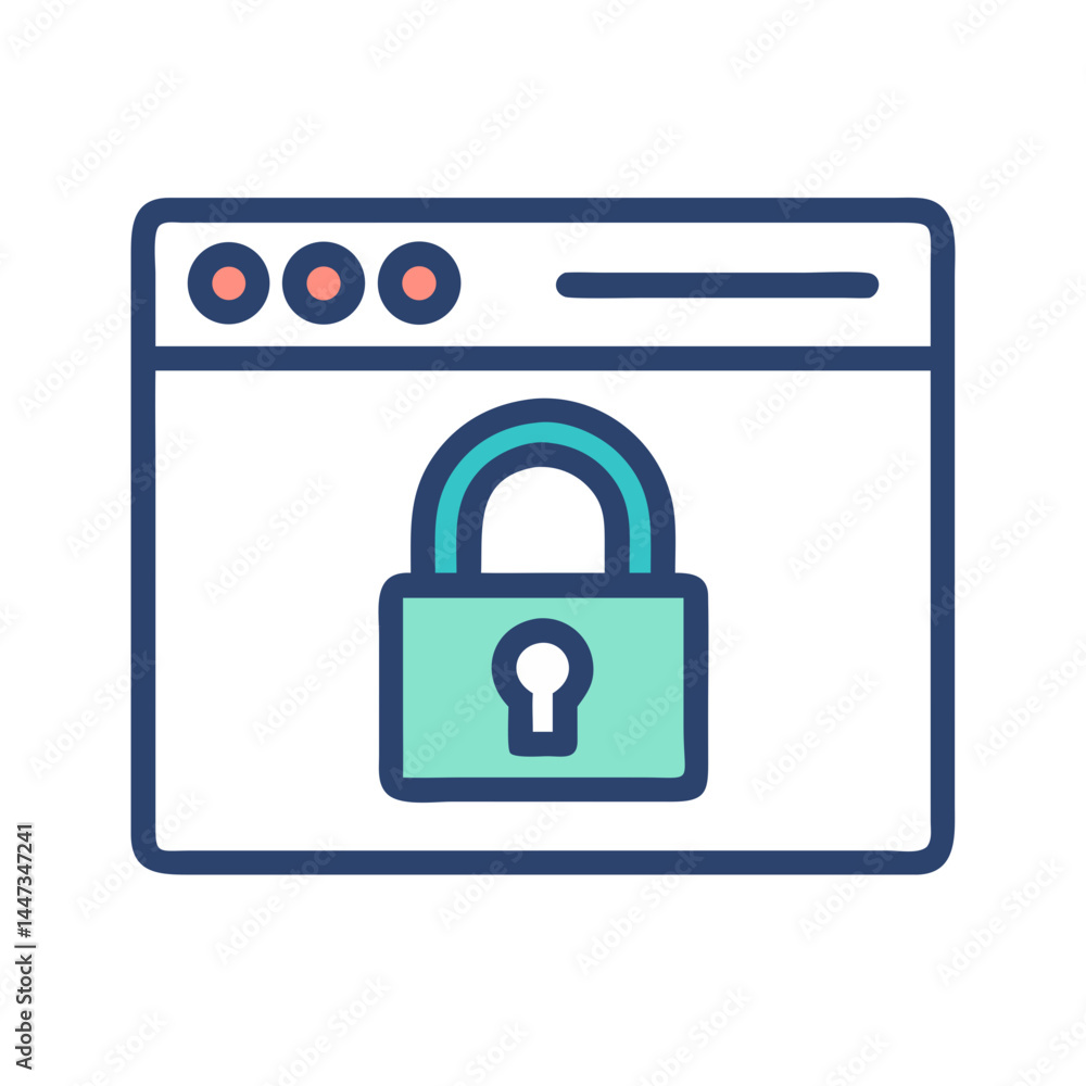 Poster Website with Cybersecurity Lock Icon Representing Data Protection and Secure Online Access