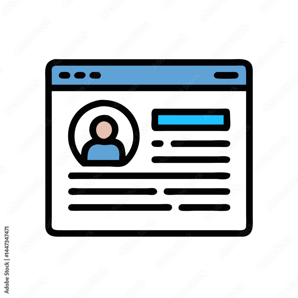 Aufkleber Website with User Profile Layout Icon Representing Personalization and User Account Interface
