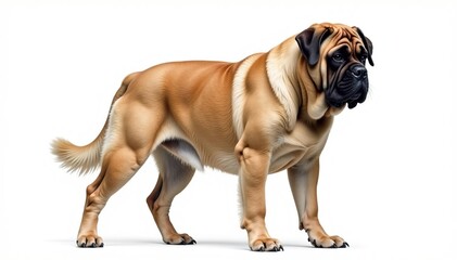 Obraz premium Majestic mastiff, powerful stance, white background, dog, white background photography