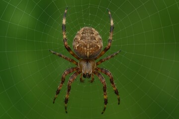 Obraz premium Close-Up of Orb-Weaver Spider Resting on Intricate Web