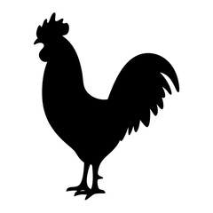 Silhouette of a proud and majestic rooster standing in stark contrast