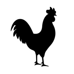 Silhouette of a rooster standing on a white background illustration design
