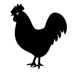 Silhouette of a rooster standing tall in profile with a proud bearing
