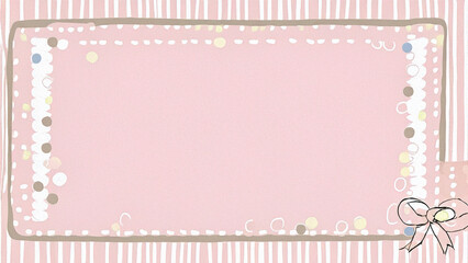 リボンと水玉のピンクフレーム