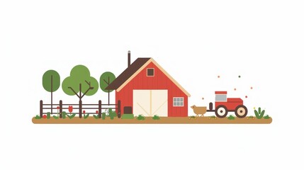 Fototapeta premium Minimalist farmhouse vector icon in flat design