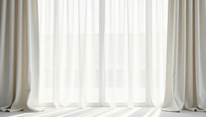 Simple, flowing linen curtains, bright white backdrop, backgrounds, home, minimal