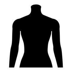 Silhouette of a Woman's Torso and Arms, Black on White Background