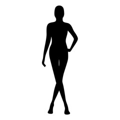 Elegant woman silhouette with crossed legs and hand on hip pose