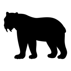 Black silhouette of a Smilodon populator the largest known feline species