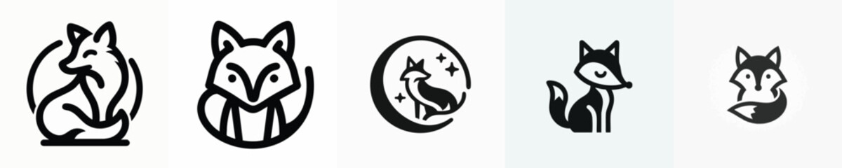 Fox Silhouette Logo in Circle – Vector Animal Icon