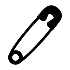 Black and white safety pin icon isolated on white background image