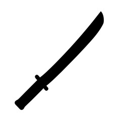 Black silhouette of a traditional dao sword with a curved blade design