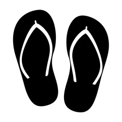 Pair of black flip flops on a white background ready for summer