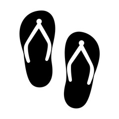 Minimalist black and white silhouette of flip flops on a white background