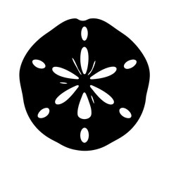 Black and white graphic of a sand dollar showing its characteristic patterns © pixostudio