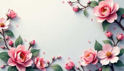 Fototapeta premium Subtle floral damask, delicate blossoms & swirls, spring, pretty, card