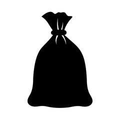 Simple silhouette illustration of a tied sack or bag on white background