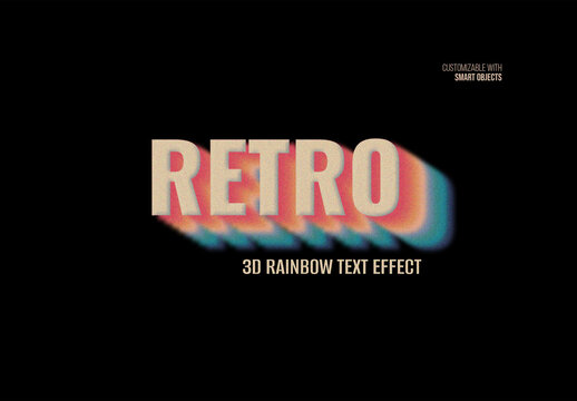 Retro 3D Rainbow Text Effect