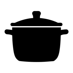 Black silhouette of a cooking pot with lid, simple vector illustration