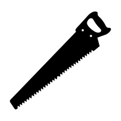 Silhouette of a Hand Saw Tool for Cutting Wood with Sharp Teeth
