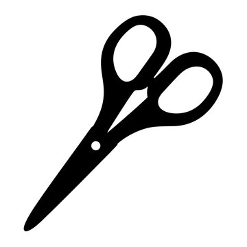 recommend clip art: Silhouette of a sharp cutting tool, a pair of black scissors