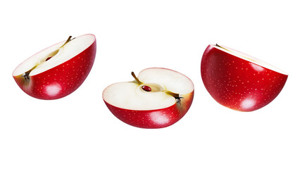 Three Red Apple Slices Isolated Illustration
