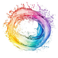 Colorful water splash creating a vibrant circular pattern in an artistic display