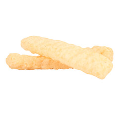 Crispy fried shrimp crackers isolated on white background