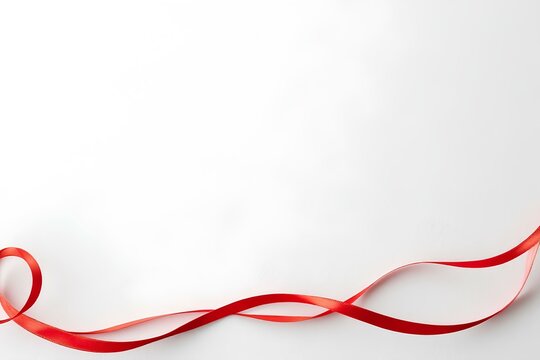 Crimson ribbon on a field of pristine white, hypertension awareness day promotion - Powered by Adobe