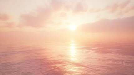 Obraz premium Pastel pink sunset over a tranquil ocean.